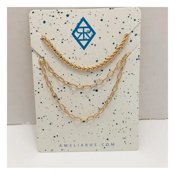 Amelia Rue NEW layering necklace set gold tone - Picture 7 of 7